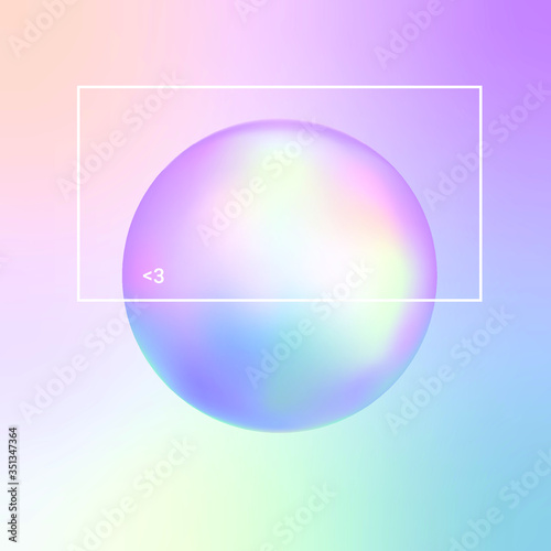 Vector illustration of the soft pastel chromatic sphere on the gradient background