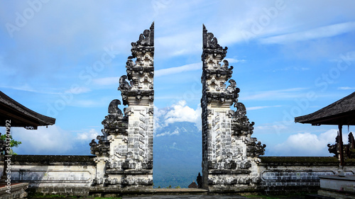 pura lempuyang or lempuyang temple the gate of heaven the temple with the view of gunung agung photo