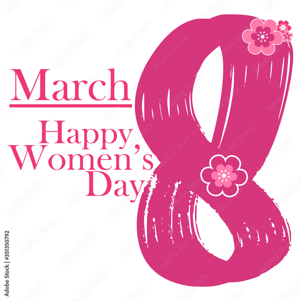 Happy Women's Day. March 8 concept with white background. Vector illustration
