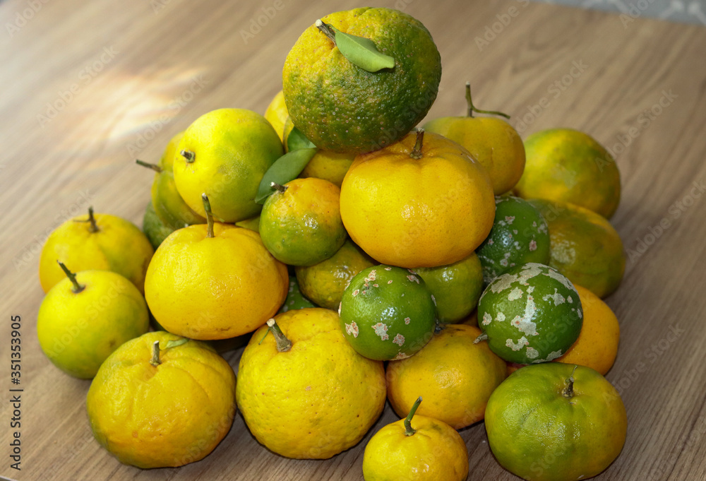 Delicious organic fruits.
Beautiful lemons, oranges and bergamots.