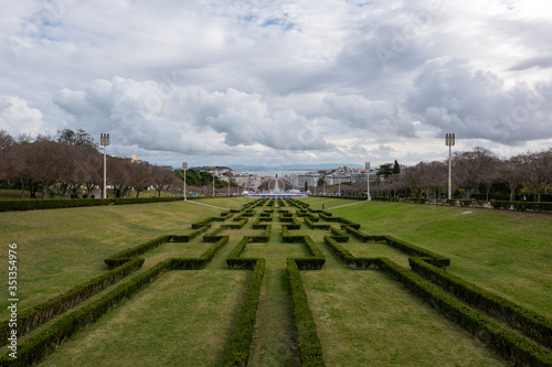 Portugal, Lisbon, Clouds over?Eduardo VII Park photo