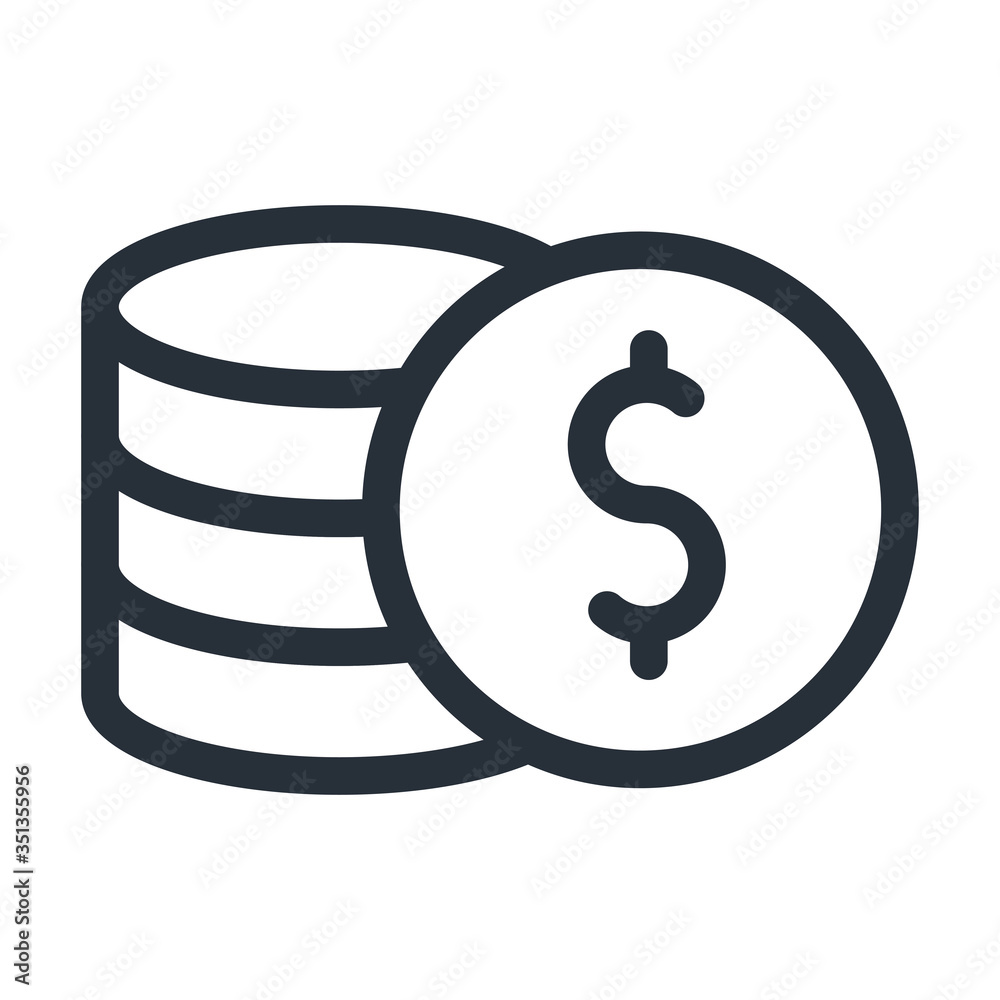 Fototapeta premium coins line style icon vector design