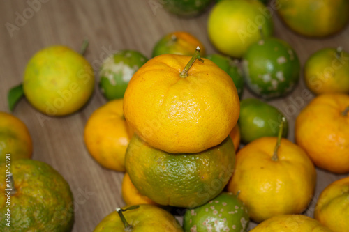 Delicious organic fruits. Beautiful lemons  oranges and bergamots.