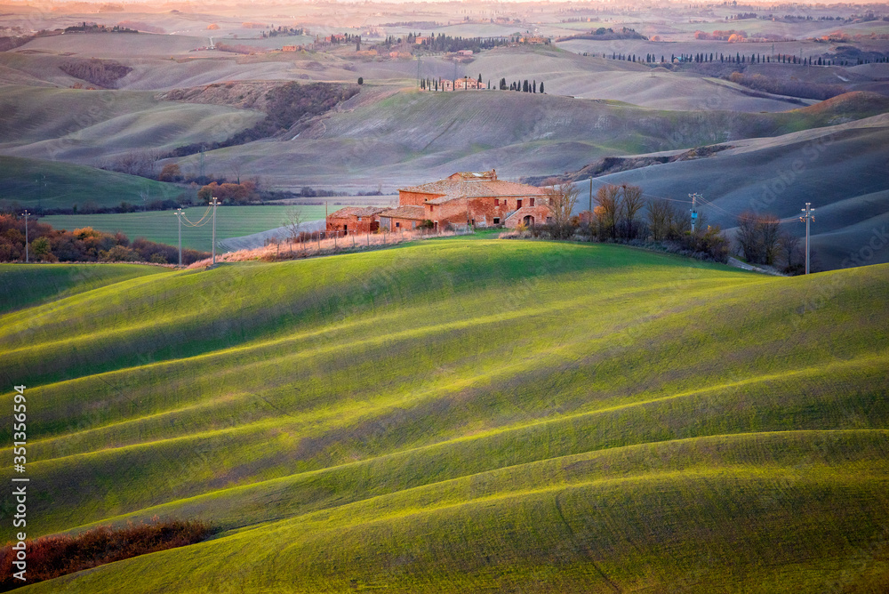 Tuscan hills at the sunset, Tuscan landscape. Tuscany, Italy