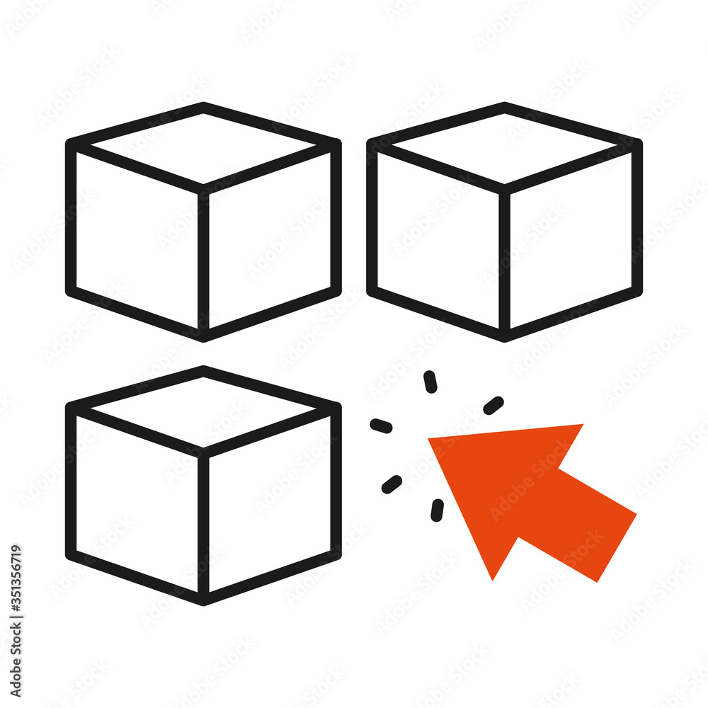 packages boxes and web cursor icon, half line half color style packages boxes and web cursor icon, half line half color style