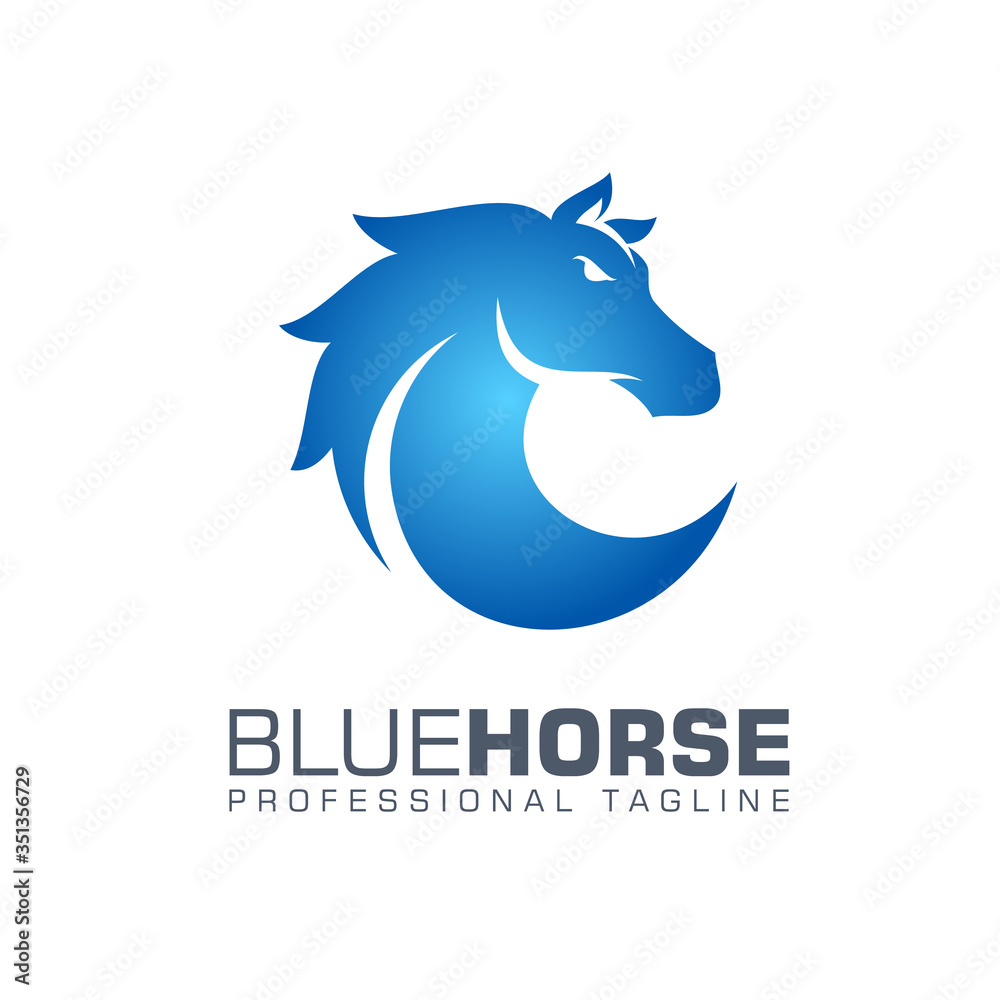 Blue Horse Logo Vector Icon Template. Horse Head Logo. Blue Horse Logo Vector Icon Template. Horse Head Logo.