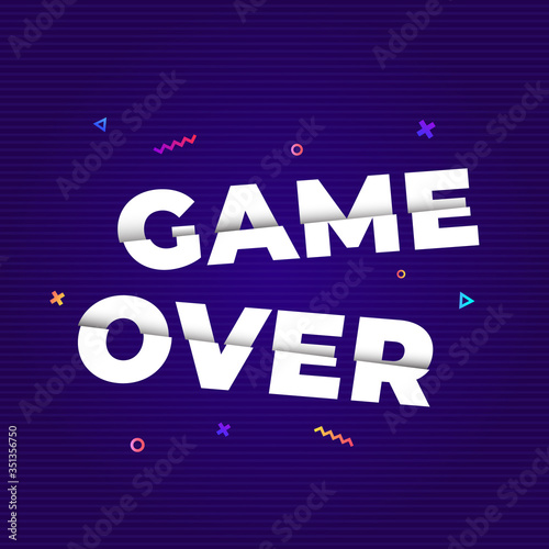 Game over.Cut text and decorative elements on the background with noise.