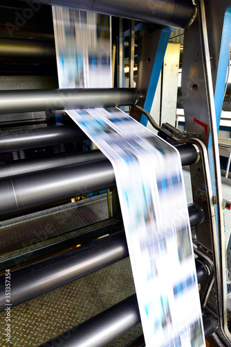 Printing of newspapers in a printing shop
