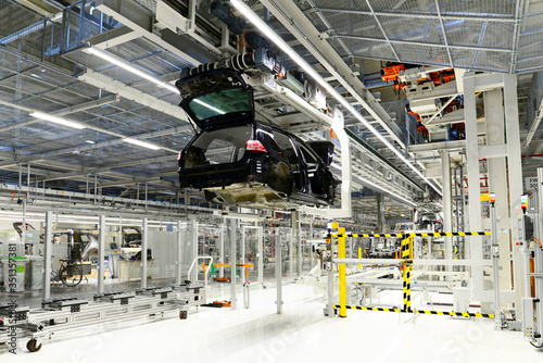 Production of cars in a factory photo