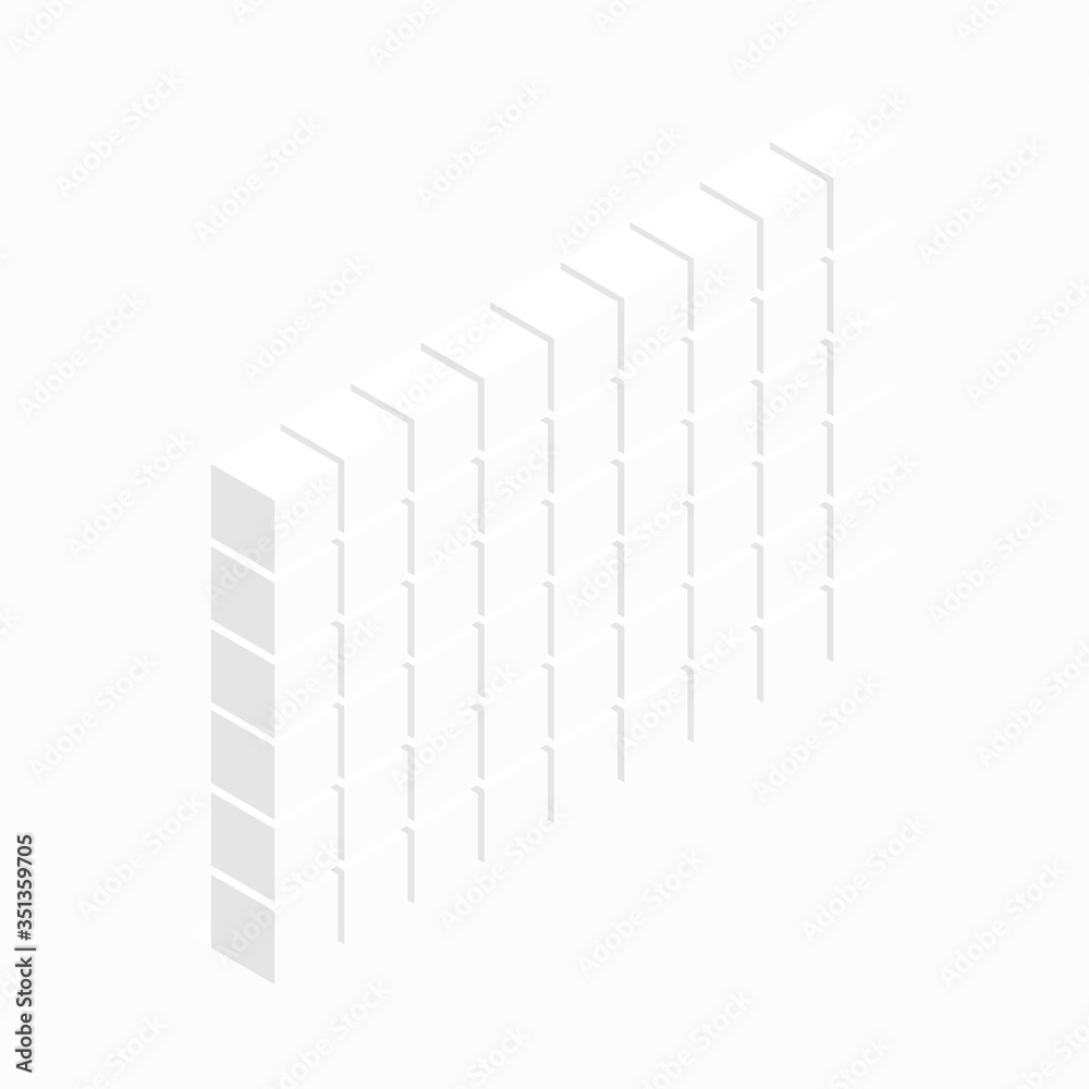 Isometric vector cubes wall with the shadow