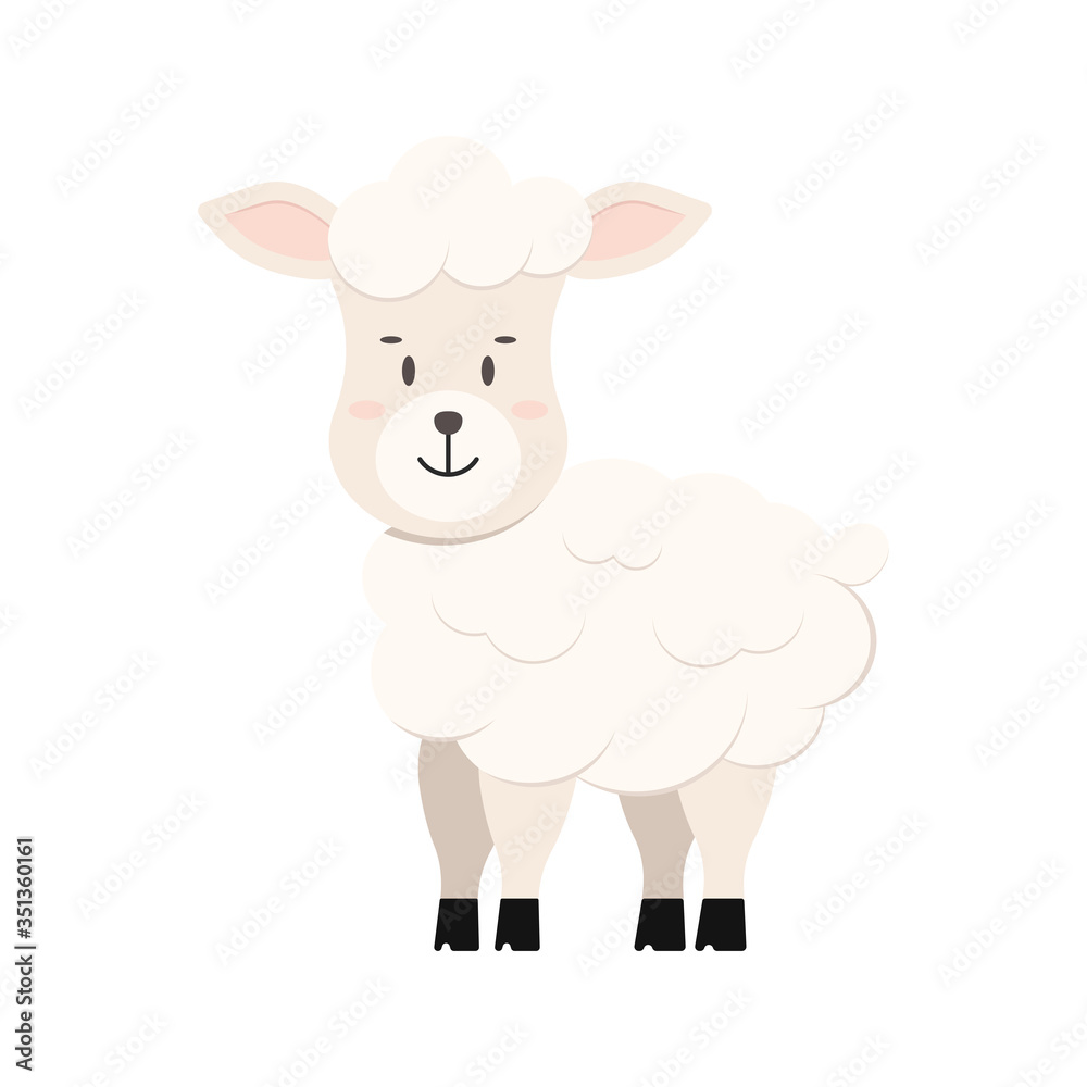 Cute sheep farm animal icon isolated on white background. Cute sheep farm animal icon isolated on white background.
