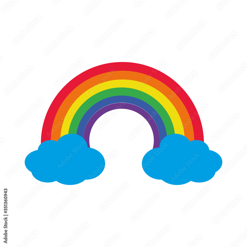 rainbow and clouds icon, line style rainbow and clouds icon, line style