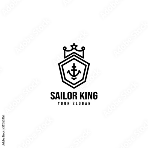 Simple King Sailor Ship Shield Logo © Subhan