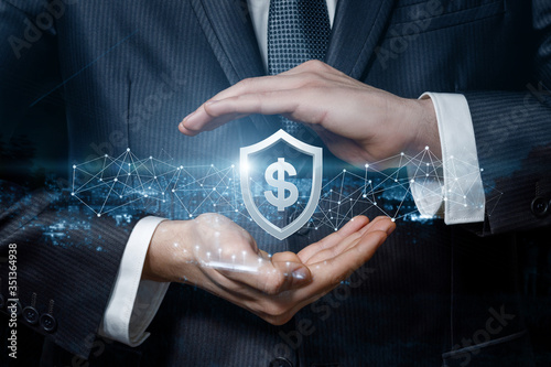 Cuadro en lienzo Concept of protection and security of dollars.