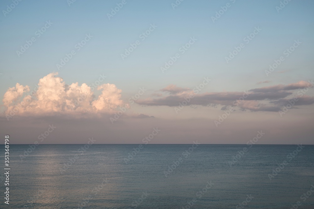 Beautiful sea view with clouds and sun