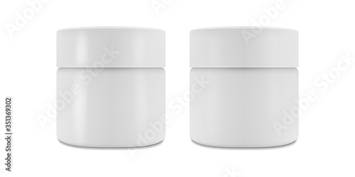 Vector realistic set of isolated images (mockup, layout) of matte and glossy plastic packaging and cap for cream or other cosmetics. EPS 10