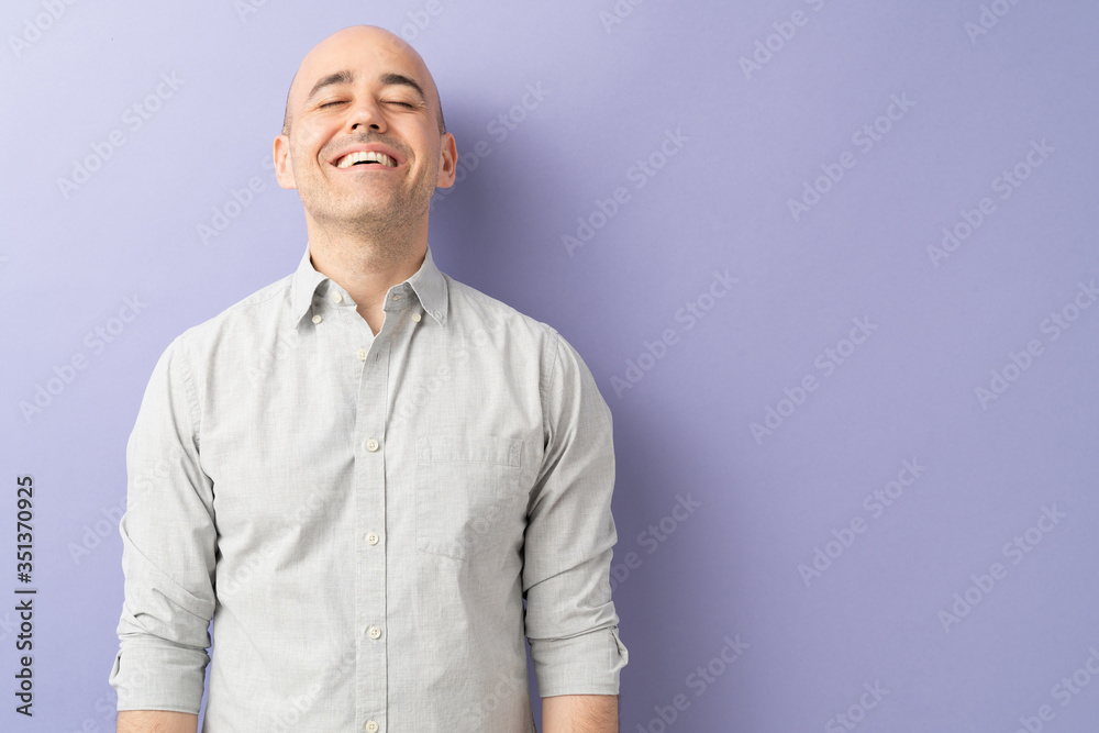 Man smiling and enjoying the moment Man smiling and enjoying the moment
