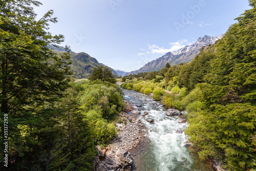 View of Emperador Guillermo river and mountains at Carretera Austral Route - Ays  n  Chile