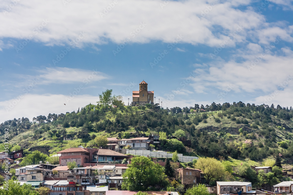 View of historical center of Tbilisi and Tabor Monastery of the Transformation.  Georgia