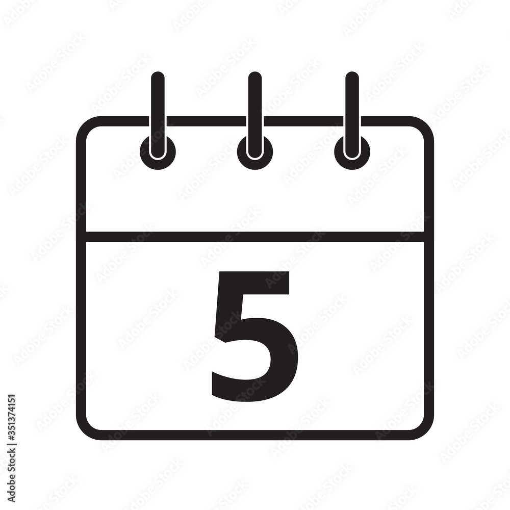 Line icon the fifth day on the calendar isolated on white background. Vector illustration. Line icon the fifth day on the calendar isolated on white background. Vector illustration.