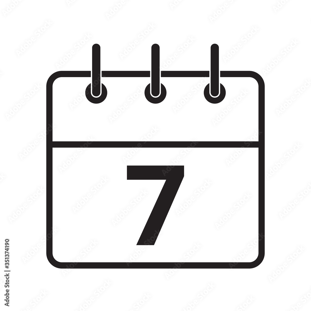 Line icon the seventh day on the calendar isolated on white background. Vector illustration. Line icon the seventh day on the calendar isolated on white background. Vector illustration.