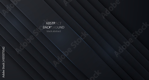 Black vector background abstract lines. Design geometrical black texture. Abstract 3d background with black paper layers