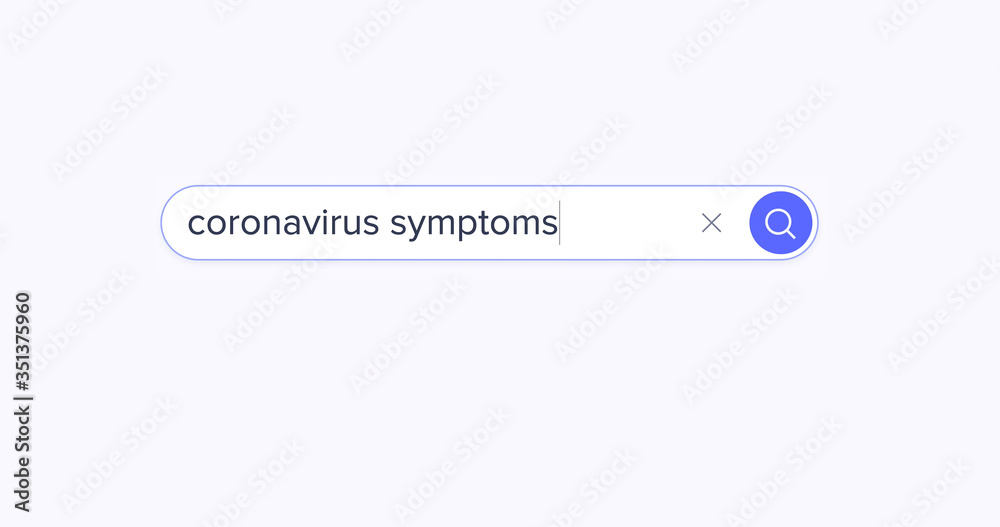 Search engine. Search in the browser bar. Text in the browser bar. Coronavirus symptoms. Isolated on a white background. Search engine. Search in the browser bar. Text in the browser bar. Coronavirus symptoms. Isolated on a white background.