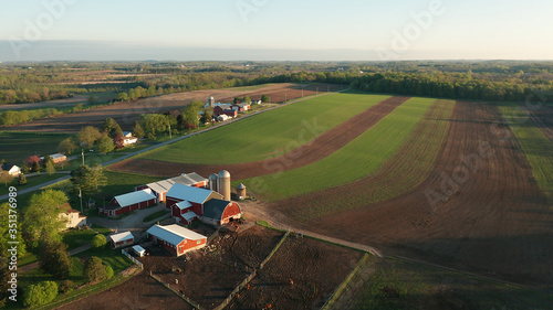 Fotografia, Obraz Aerial view of american countryside landscape