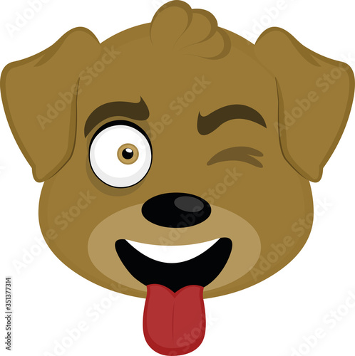 Vector illustration of the face of a cute cartoon dog