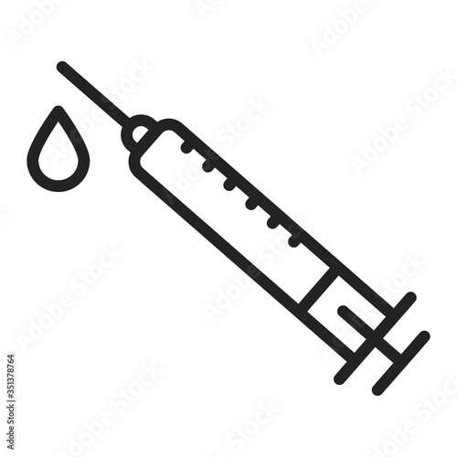 Syringe for injection vaccine black line icon. Filler for aesthetic injections. Isolated vector element. Outline pictogram for web page, mobile app, promo.