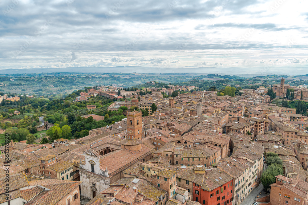 Scenery of Siena city center a beautiful medieval town in Tuscany region