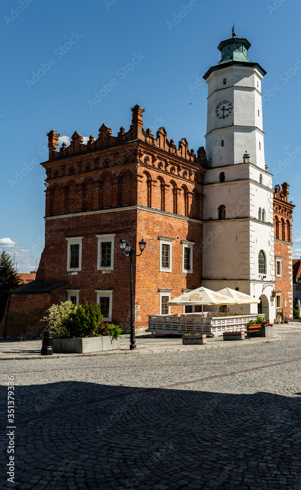Sandomierz city landscape - historical Polish city - aerial view
