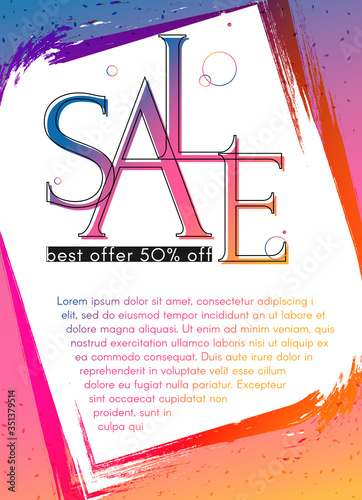 Banner poster Sale flyer on a bright gradient background Modern youth concept for advertising promo party sale Trendy colorful gradient background Poster flyer cover summer color youth theme Vector