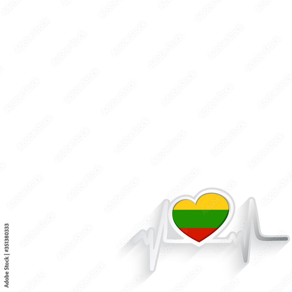 Lithuania flag heart shaped isolated on white Lithuania flag heart shaped isolated on white