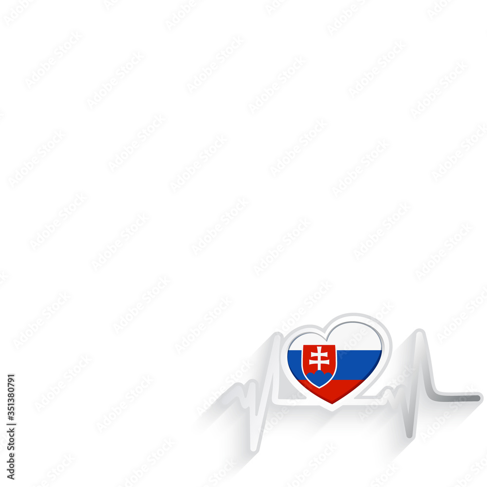 Obraz premium Slovakia flag heart shaped isolated on white