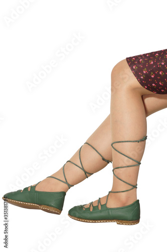 girl with green shoes