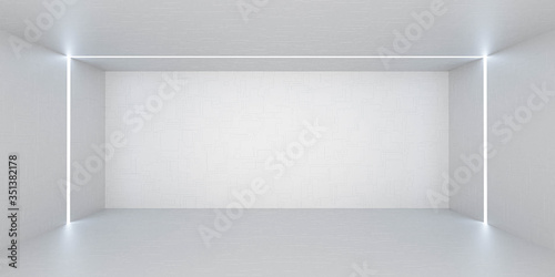 Fototapeta Naklejka Na Ścianę i Meble -  Modern futuristic technology white wall background backdrop cubic design 3d rendering illustration
