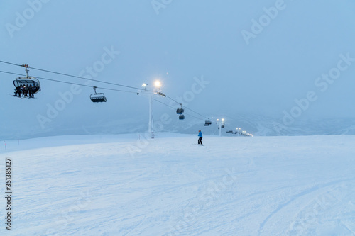 Russia, Murmansk region, Big Wood ski resort Kirovsk.