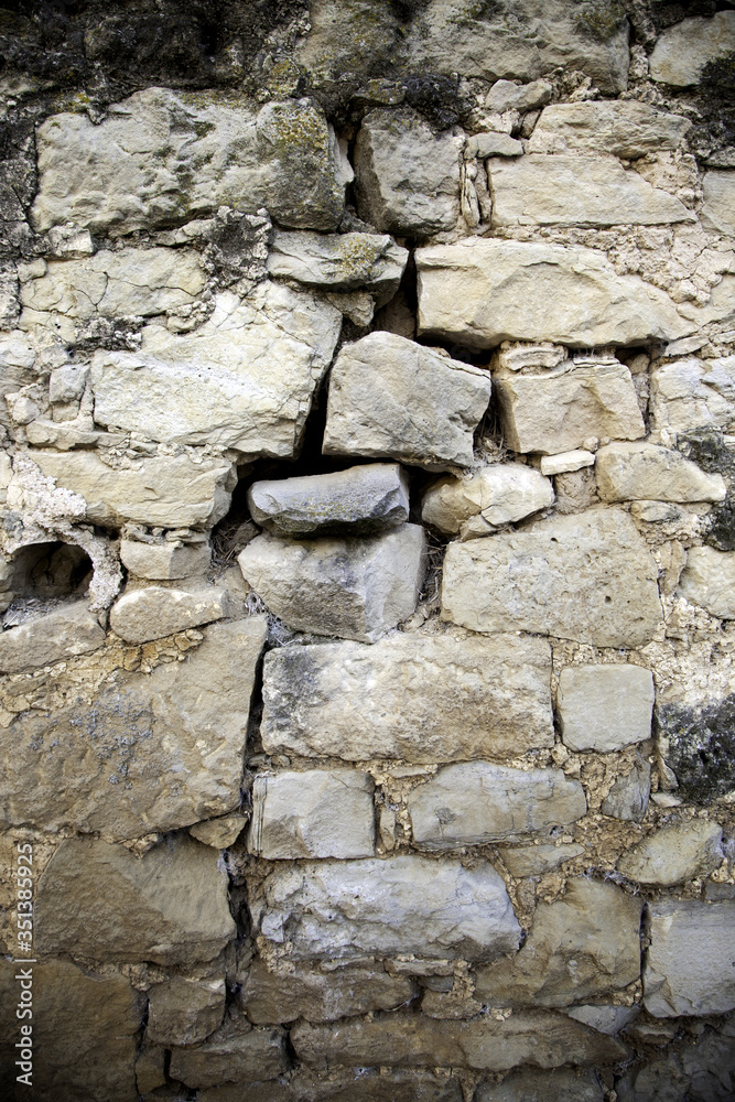 Textured stone wall