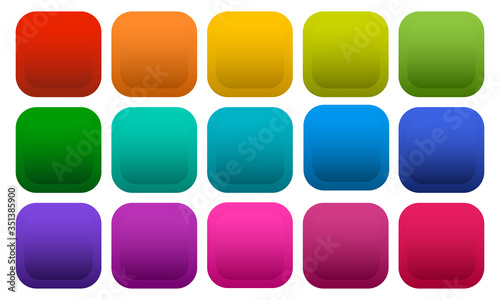 Colorful square buttons isolated on white background. Vector illustration