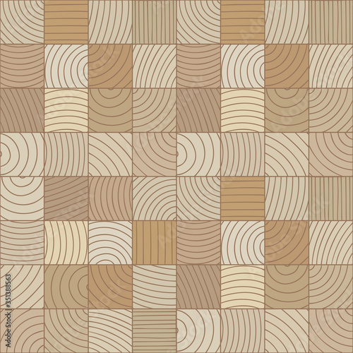 Wooden seamless background. Wooden block cut. Hand drawn wooden texture. Sketch drawing endless wood pattern. Part of set.