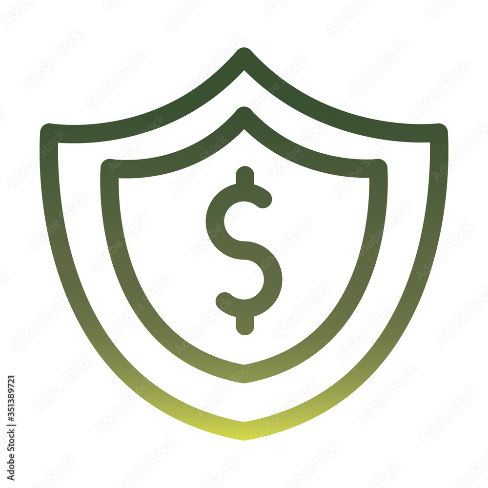 dollar inside shield gradient style icon vector design dollar inside shield gradient style icon vector design