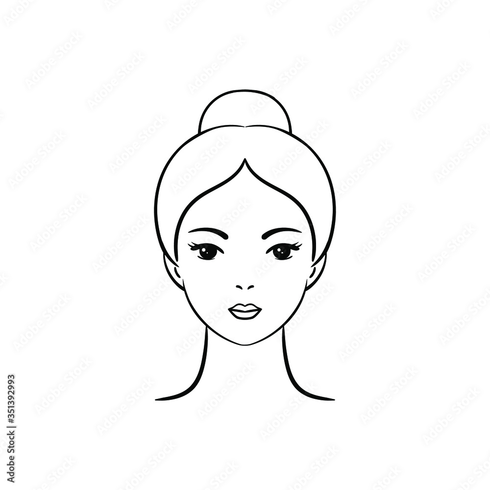 Beautiful Linear Young woman face isolated on a white background. Beauty female face silhouette. Vector Template for cosmetics. Beautiful Linear Young woman face isolated on a white background. Beauty female face silhouette. Vector Template for cosmetics.