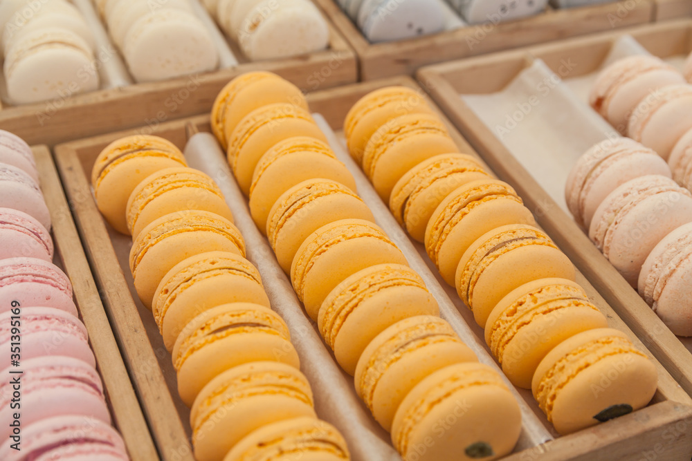 Colorful delicious French dessert macaroon Colorful delicious French dessert macaroon