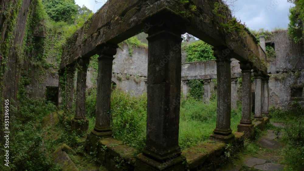 PAN SHOT - The ruins of Convent of São Francisco do Monte, located in the parish of Santa Maria Maior, municipality and district of Viana do Castelo, in Portugal. PAN SHOT - The ruins of Convent of São Francisco do Monte, located in the parish of Santa Maria Maior, municipality and district of Viana do Castelo, in Portugal.