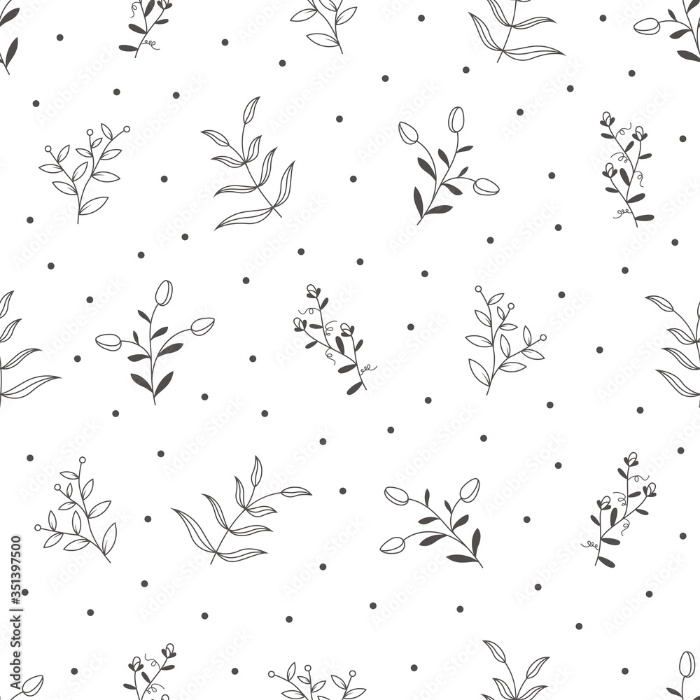 Seamless pattern with hand drawn flowers, vector illustration Seamless pattern with hand drawn flowers, vector illustration