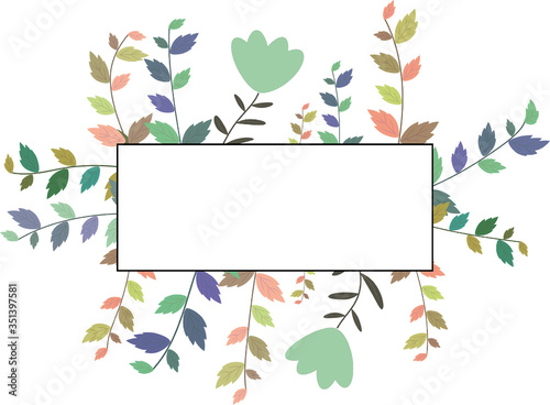 Colorful leaves and flowers banner - white background