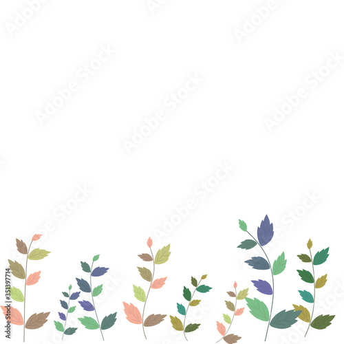 Flowers and leaves banner - white background