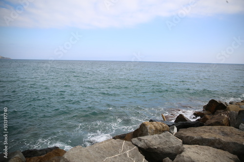 Beautiful sea with stones in France
