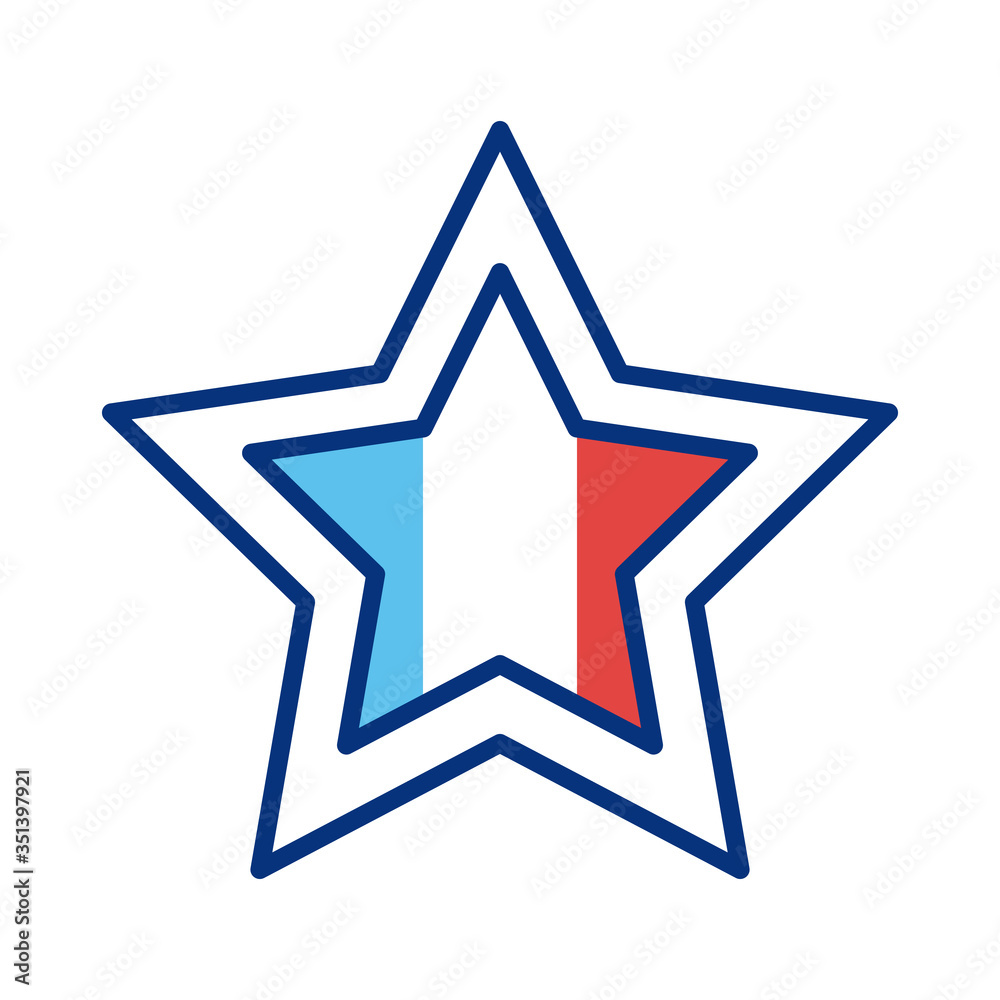 star with france flag line style star with france flag line style
